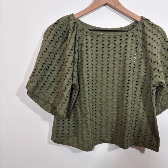 Loft Eyelet Modern Tee NEW with tags Size XS Four Leaf Clover Green - Picture 3 of 12